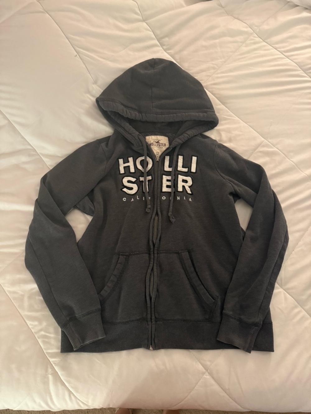 Hollister Charcoal Gray Hooded Zip Sweatshirt